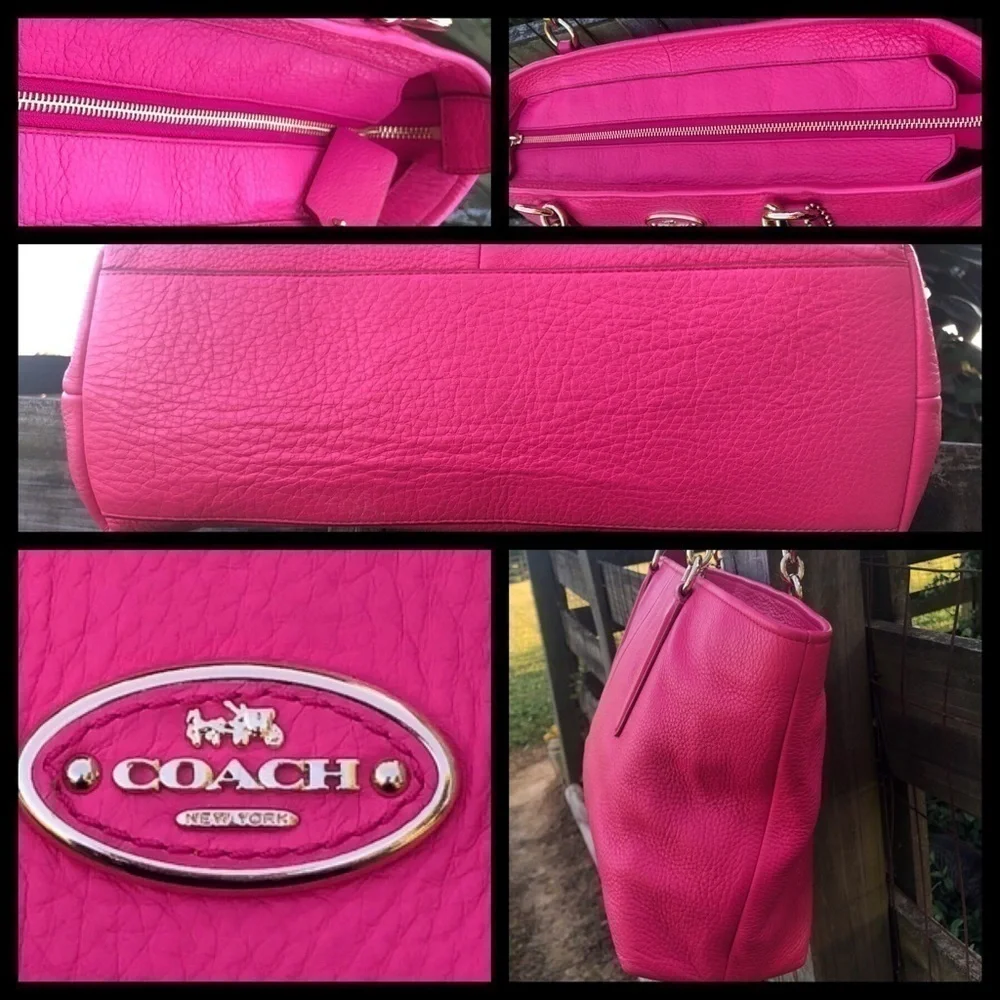 Coach Chicago Ellis Leather Grain Bag Wallet Set Barbie - Picture 3 of 7